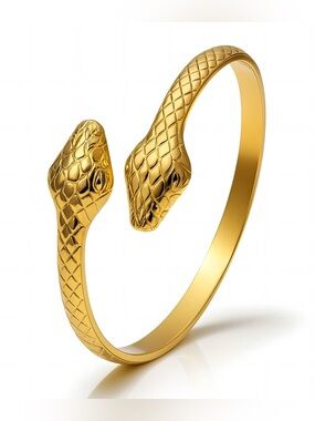 18K Gold Plated Stainless Steel Snake Head Wrap Bracelet - Women Jewelry - NWT